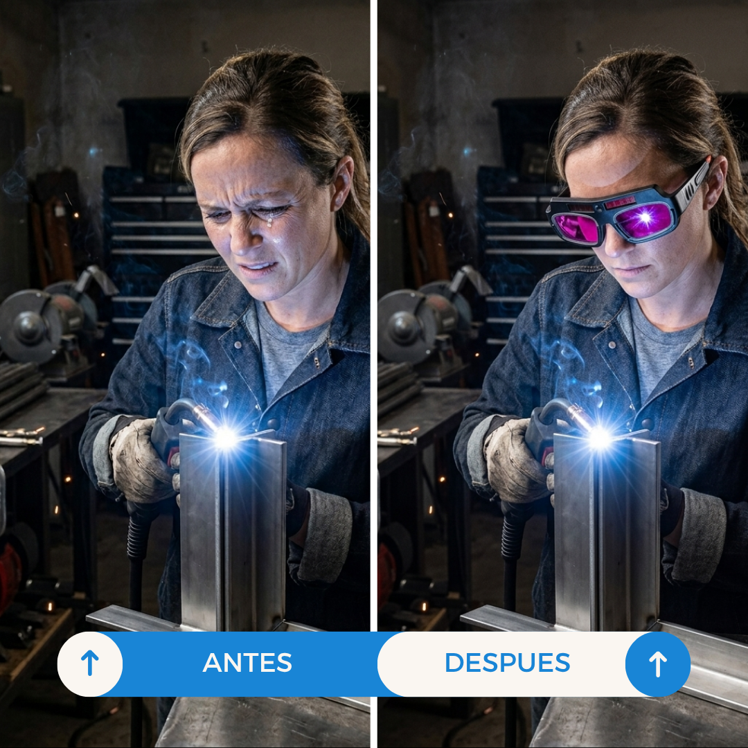 Antes y despu&eacute;s de usar lentes fotosensibles para soldadura